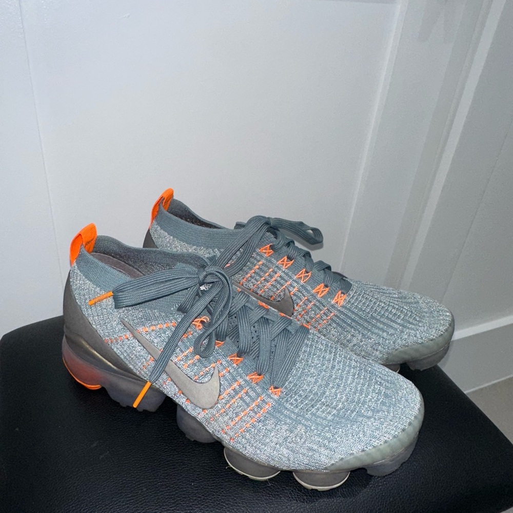 Nike Light Gray and Vibrant Orange Shoes